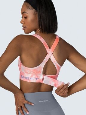 Shefit The Ultimate Sports Bra 4luxe NWT 4 LUXE TIE DYE PINK Watermelon She Fit